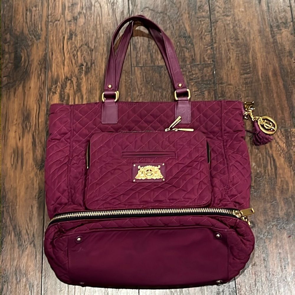 Authentic Juicy Couture purple and gold Fuchsia big tote quilted Bag in GUC Y2K